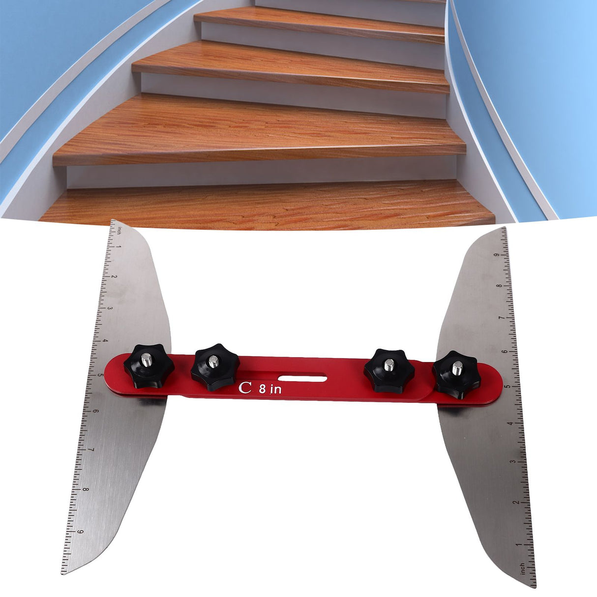 Stair Cutting Tool Stainless Steel Accurate Stair Tread Template Set for Window Sills Closet Shelves Measuring