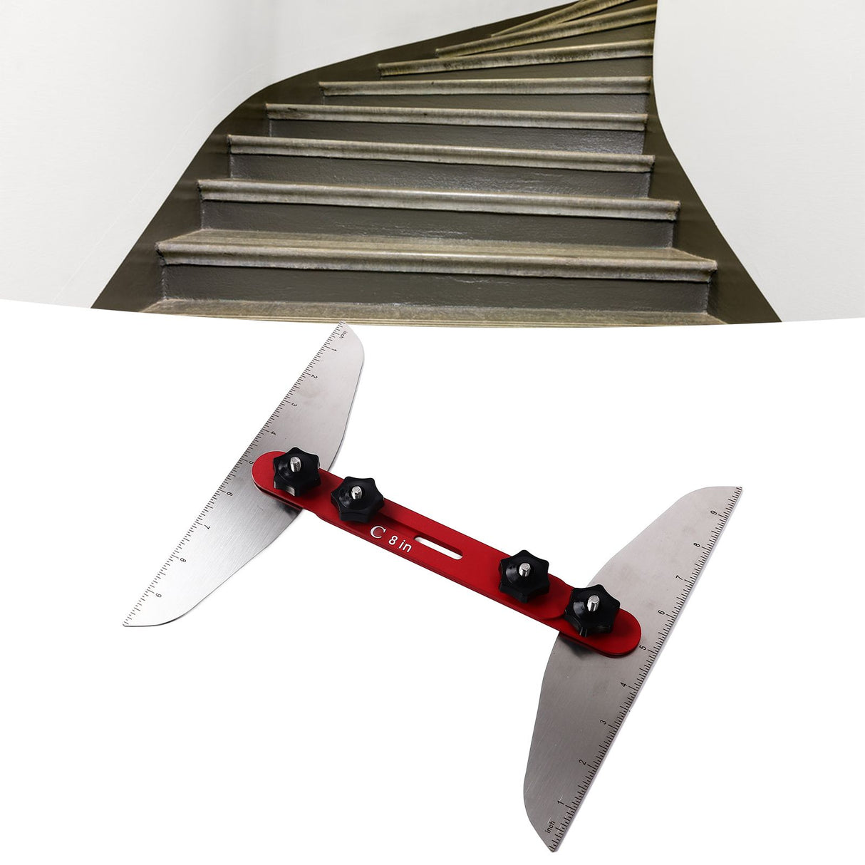 Stair Cutting Tool Stainless Steel Accurate Stair Tread Template Set for Window Sills Closet Shelves Measuring