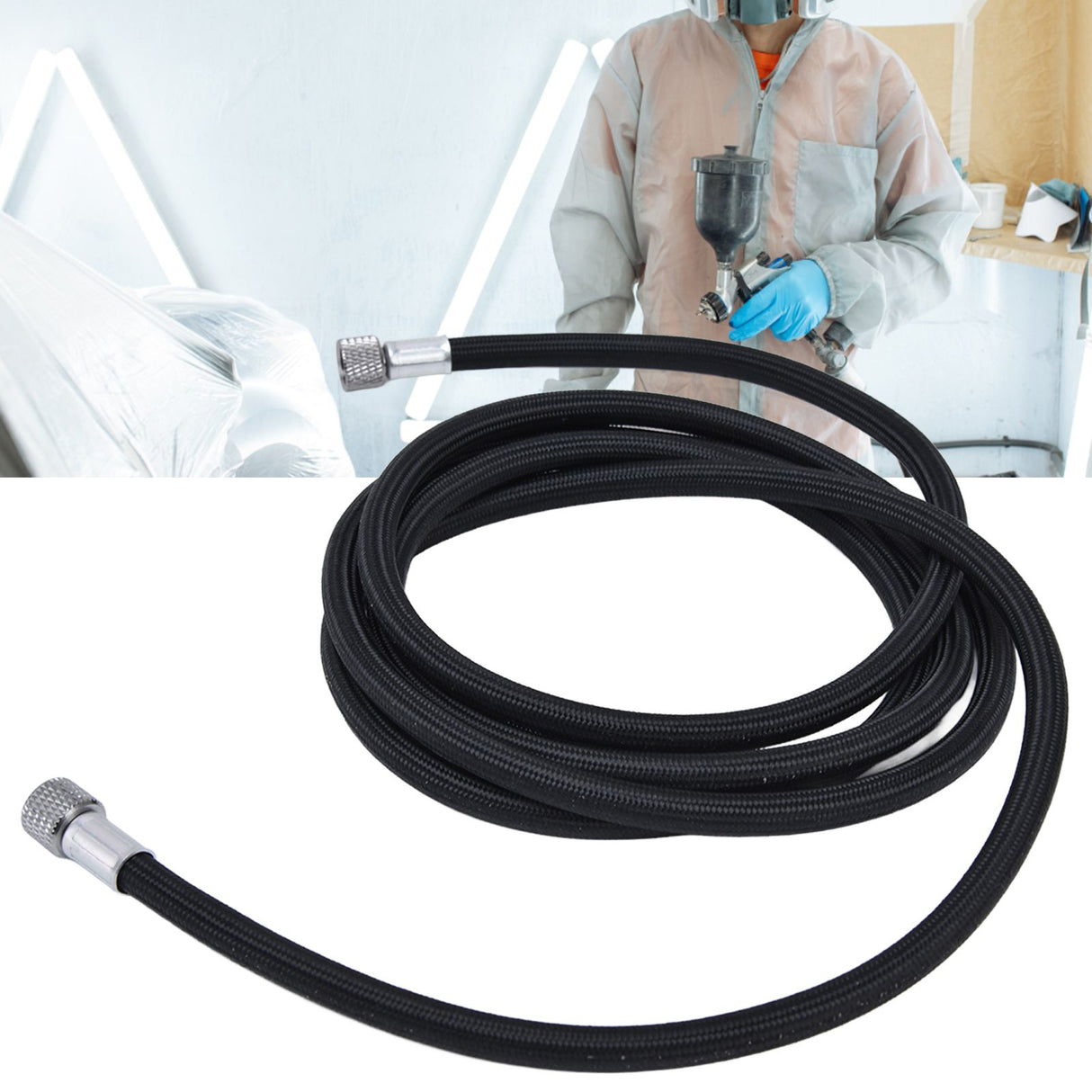 Airbrush Air Hose 1.89m/6.2ft G1/8 Famale Thread Rustproof Airbrush Connecting Tube for Paint Airbrush