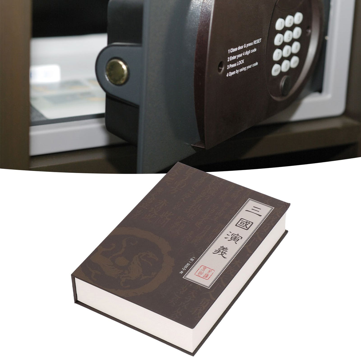 Diversion Book Safe Metal Lifelike Book Money Coin Box with Key Lock for Jewelry Cash Credit CardsRomance of The Three Kingdoms