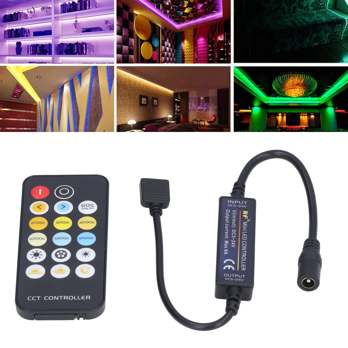 Mini RF Dimmer Controll LED Color Temperature Controller 17 Keys Strip Light Controller