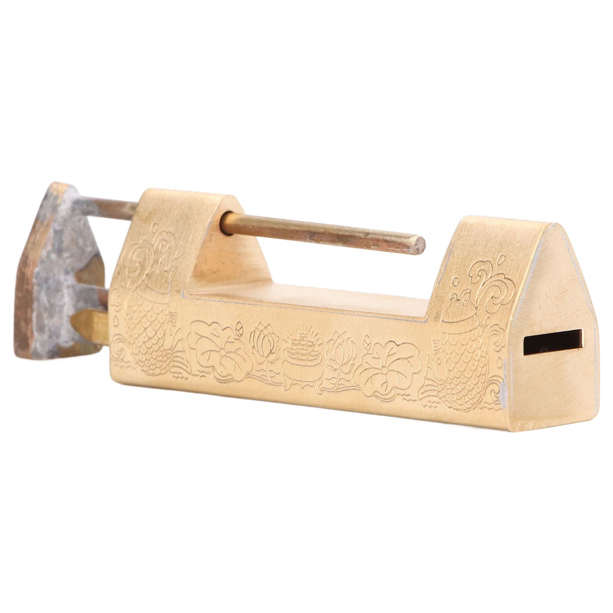 Antique Style Padlock 5cm Spacing Horizontal Lock with Key for Jewelry Box Wooden Box Cabinet Door