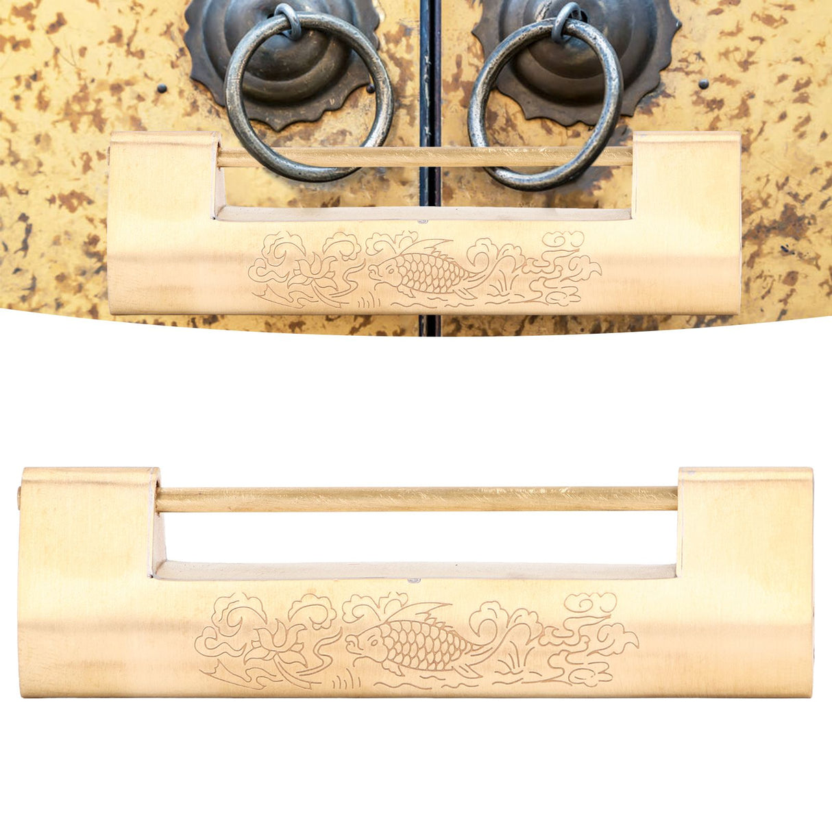 Brass Antique Padlock 8cm Spacing Delicate Chinese Old Style Jewelry Box Padlock with Key