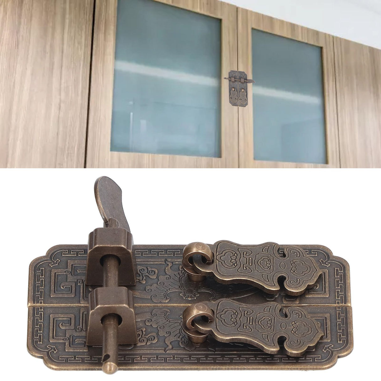 Cabinet Faceplate Brass Material Bronze Auspicious Bat Pattern Retro Chinese Cabinet Handles for Wardrobes