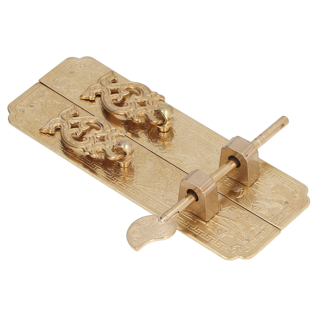 Cabinet Faceplate Brass Material Elegant Retro Botanical Pattern Decorative Chinese Antique Cabinet Handles for Dressers