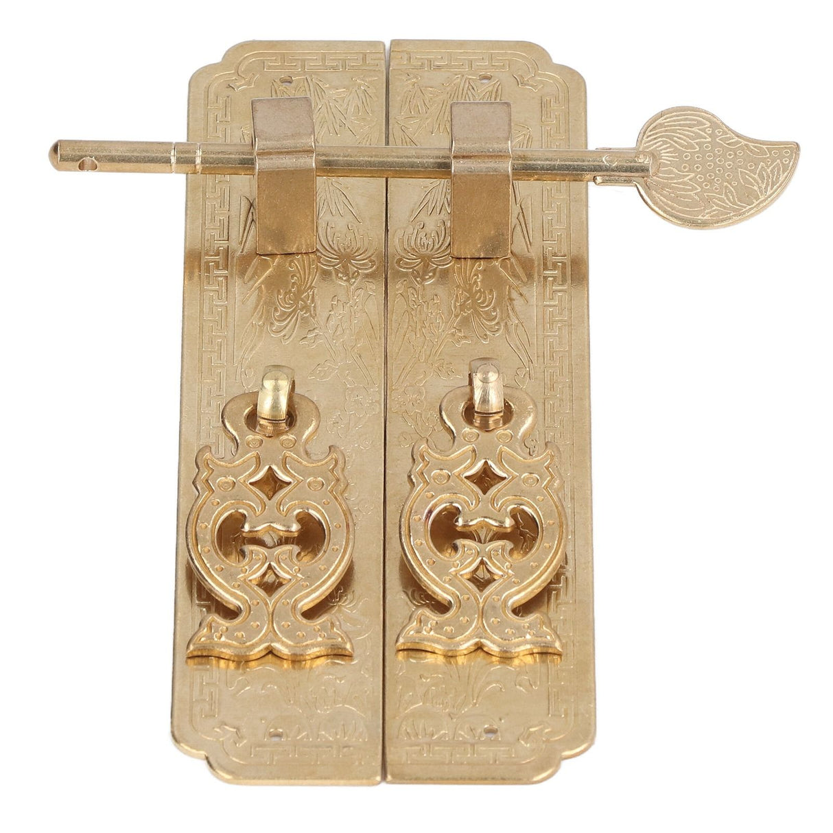 Cabinet Faceplate Brass Material Elegant Retro Botanical Pattern Decorative Chinese Antique Cabinet Handles for Dressers