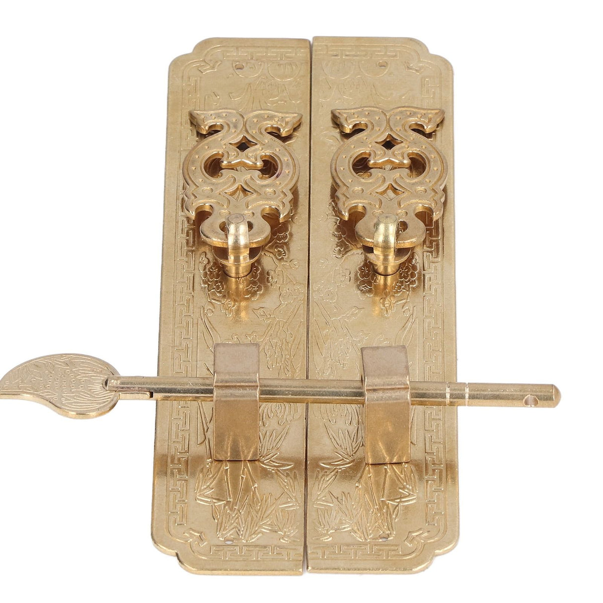 Cabinet Faceplate Brass Material Elegant Retro Botanical Pattern Decorative Chinese Antique Cabinet Handles for Dressers