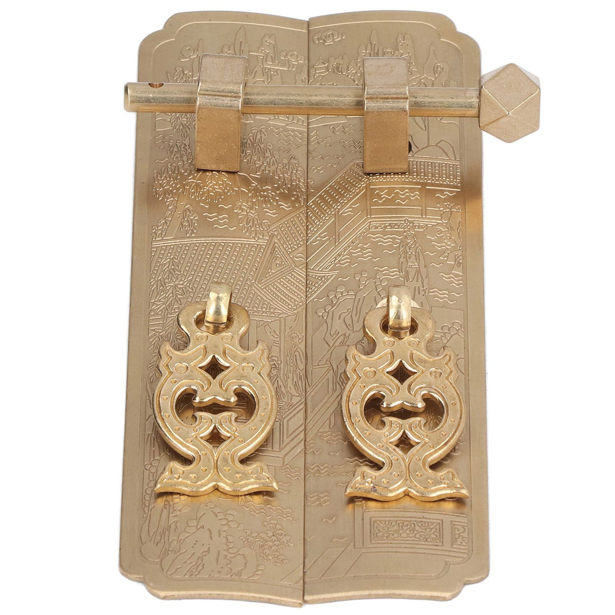 Cabinet Faceplate Retro Style Brass Material Landscape Character Pattern Decorative Cabinet Handles for Wardrobes