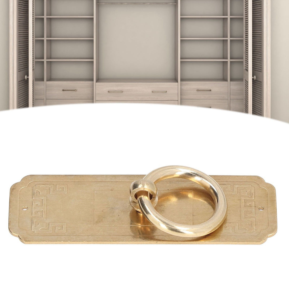 Cabinet Door Handle Chinese Furniture Antique Pattern Pure Copper Cabinet Doors Window Retro HandleLength 10cm