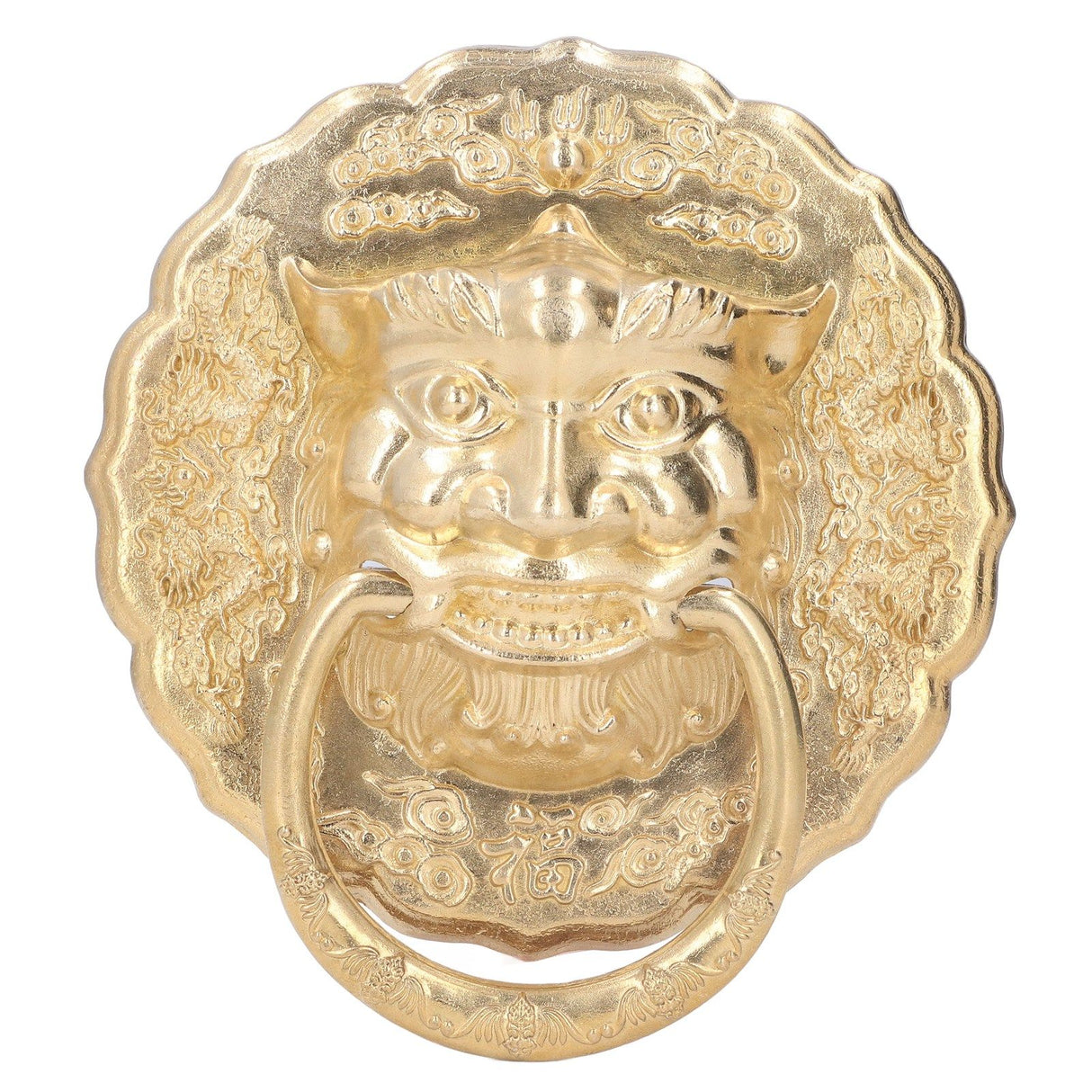 Door Knocker Brass Material Bronze Collision Resistance Chinese Animal Head Pull Ring for Wooden Door Courtyard