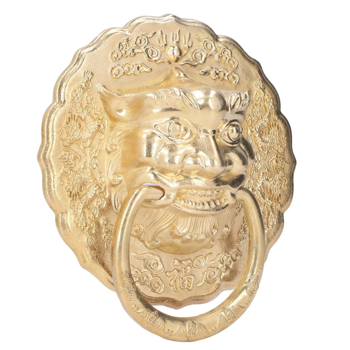Door Knocker Brass Material Bronze Collision Resistance Chinese Animal Head Pull Ring for Wooden Door Courtyard