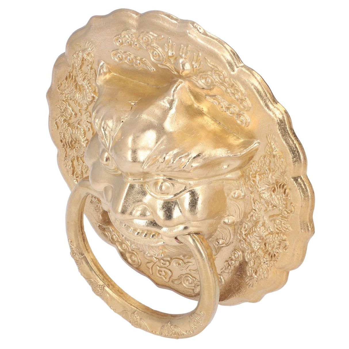 Door Knocker Brass Material Bronze Collision Resistance Chinese Animal Head Pull Ring for Wooden Door Courtyard