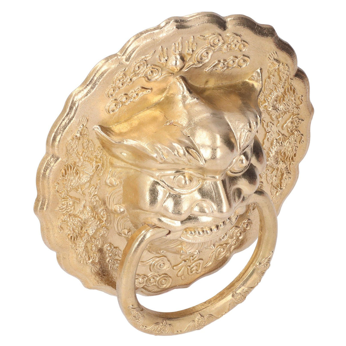 Door Knocker Brass Material Bronze Collision Resistance Chinese Animal Head Pull Ring for Wooden Door Courtyard