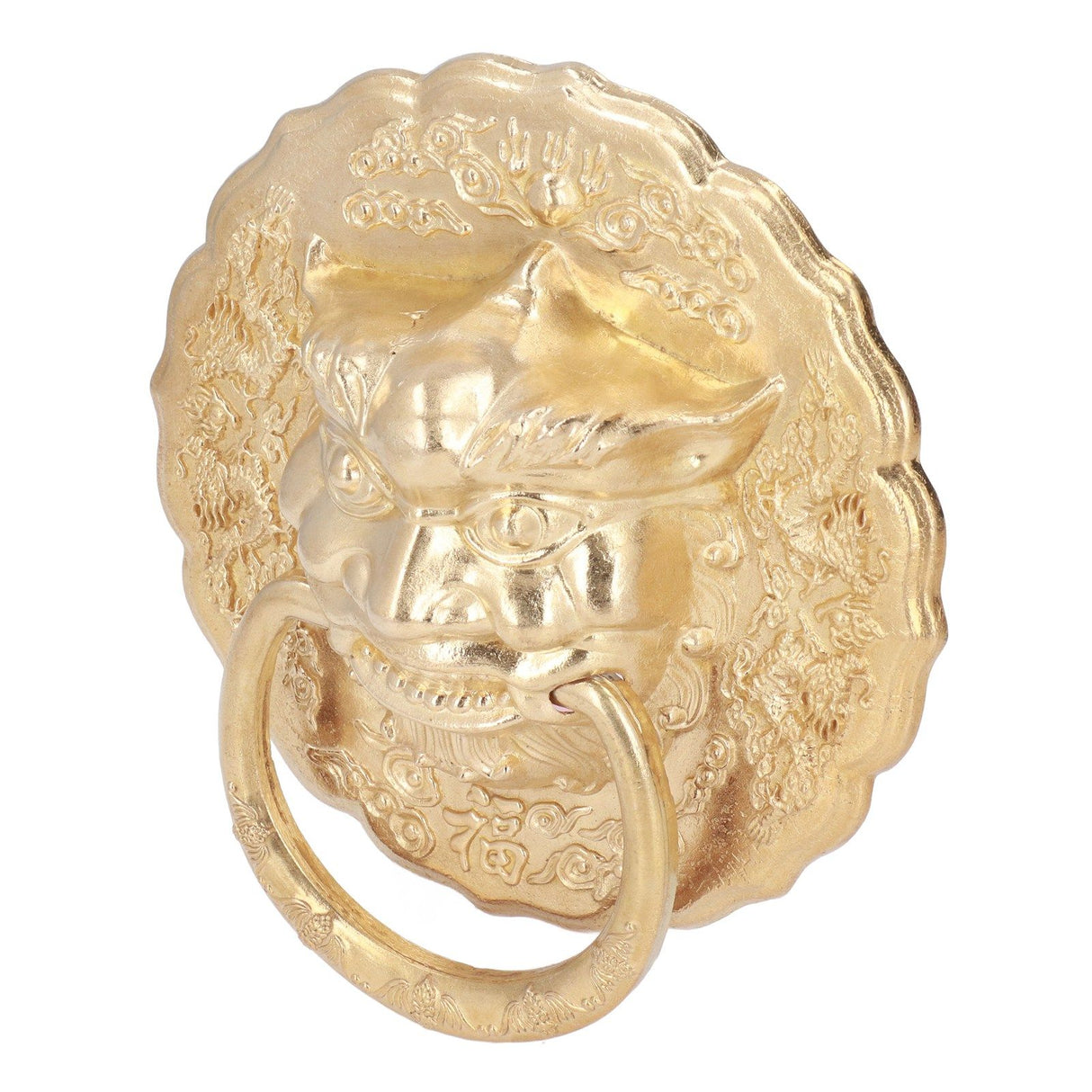 Door Knocker Brass Material Bronze Collision Resistance Chinese Animal Head Pull Ring for Wooden Door Courtyard