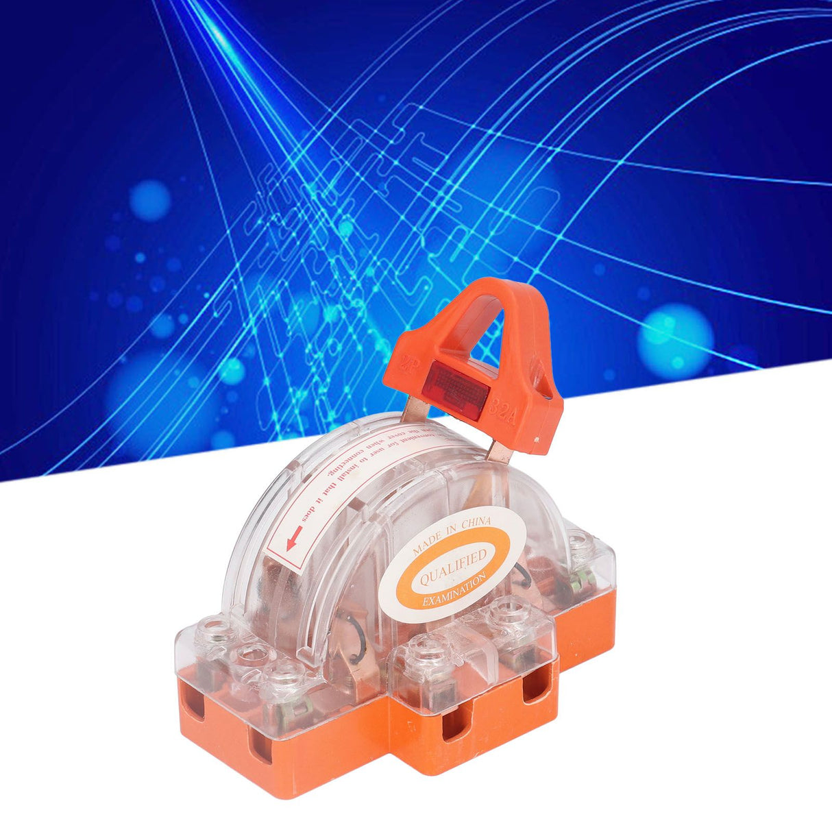 Transparent Knife Switch 2P 32A Double Pole Against Electric Shock Safety Knife Switch with Indicator for Generator