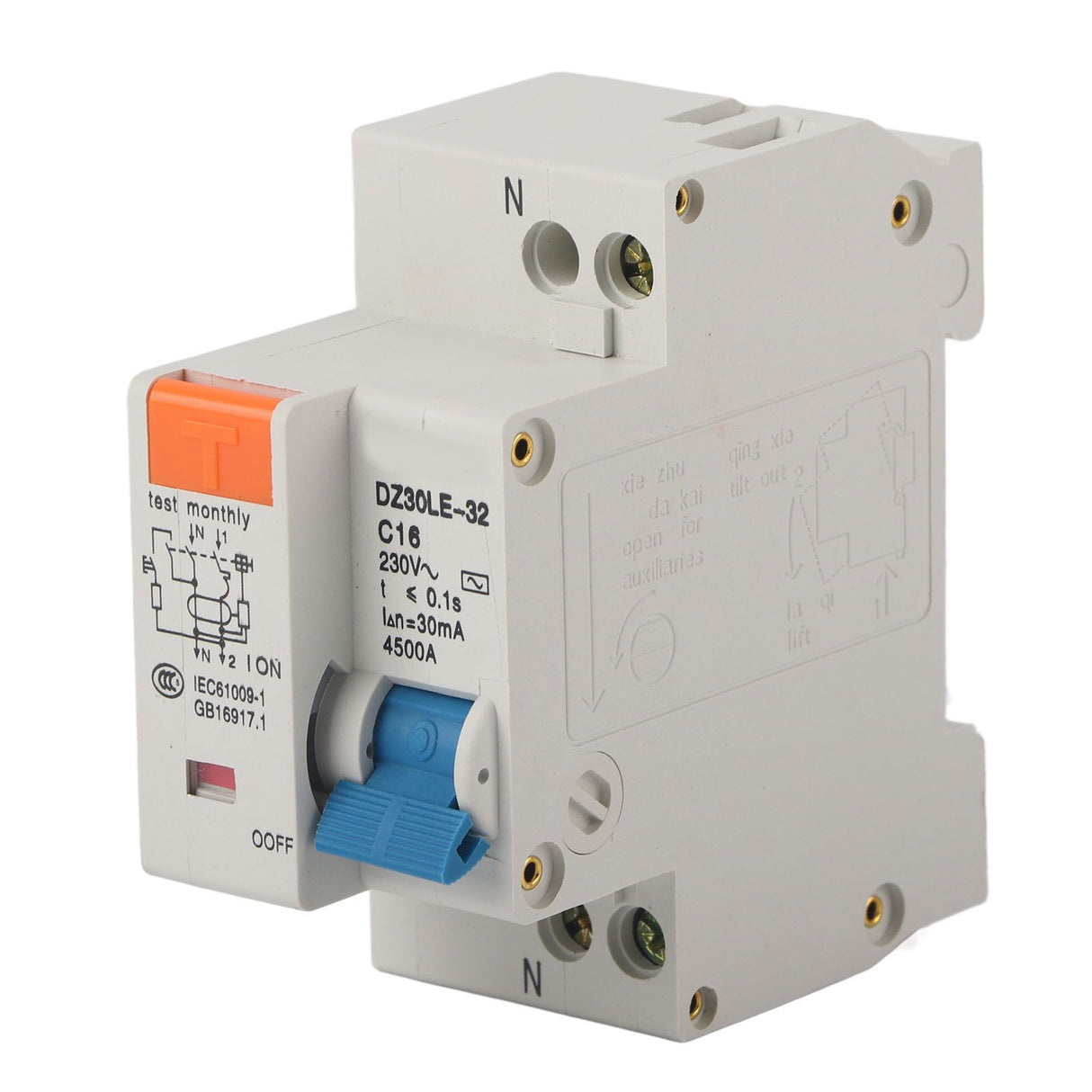Circuit Breaker 1P 16A 220V Overload Short Circuit Leakage Protection Residual Current Circuit Breaker for 50/60Hz