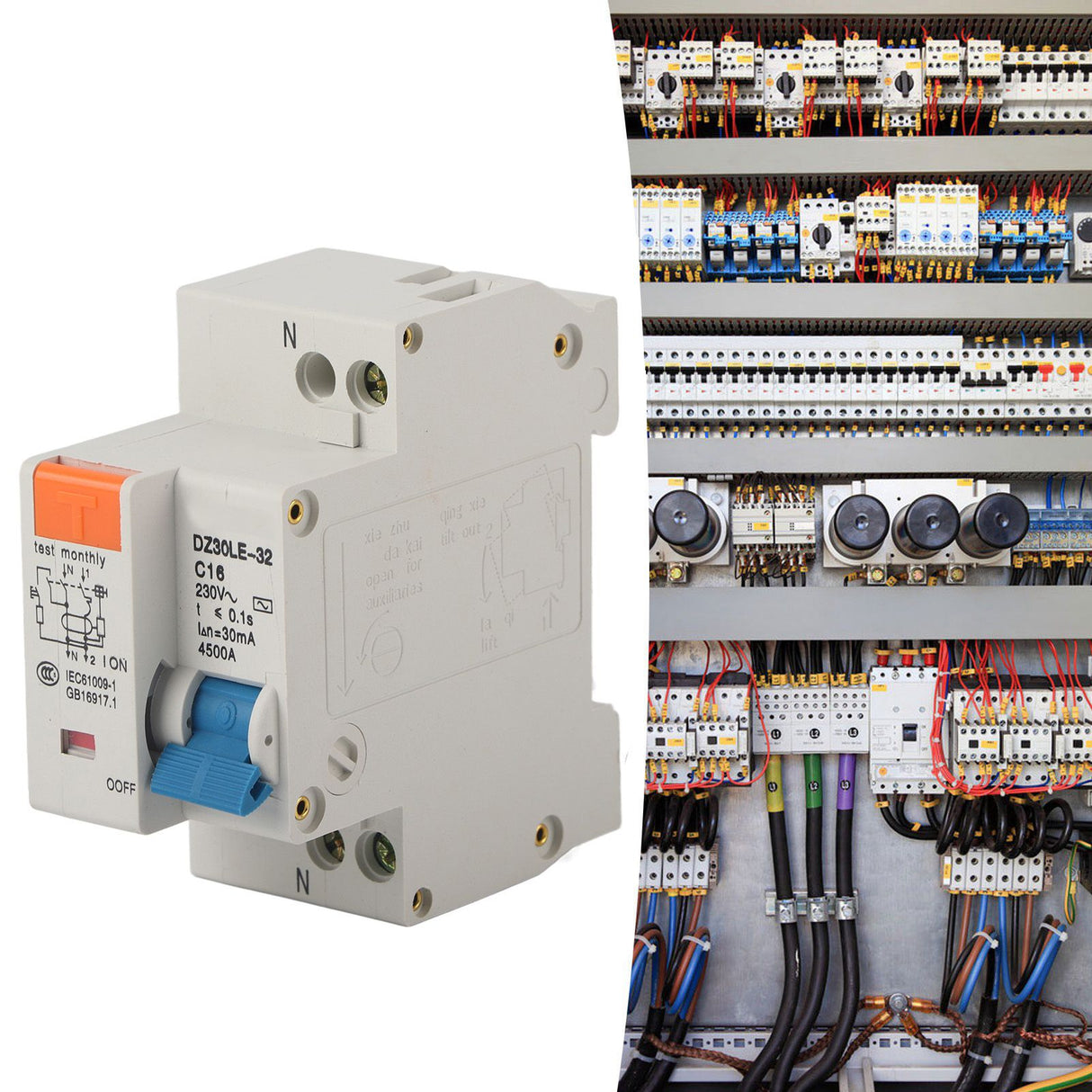 Circuit Breaker 1P 16A 220V Overload Short Circuit Leakage Protection Residual Current Circuit Breaker for 50/60Hz