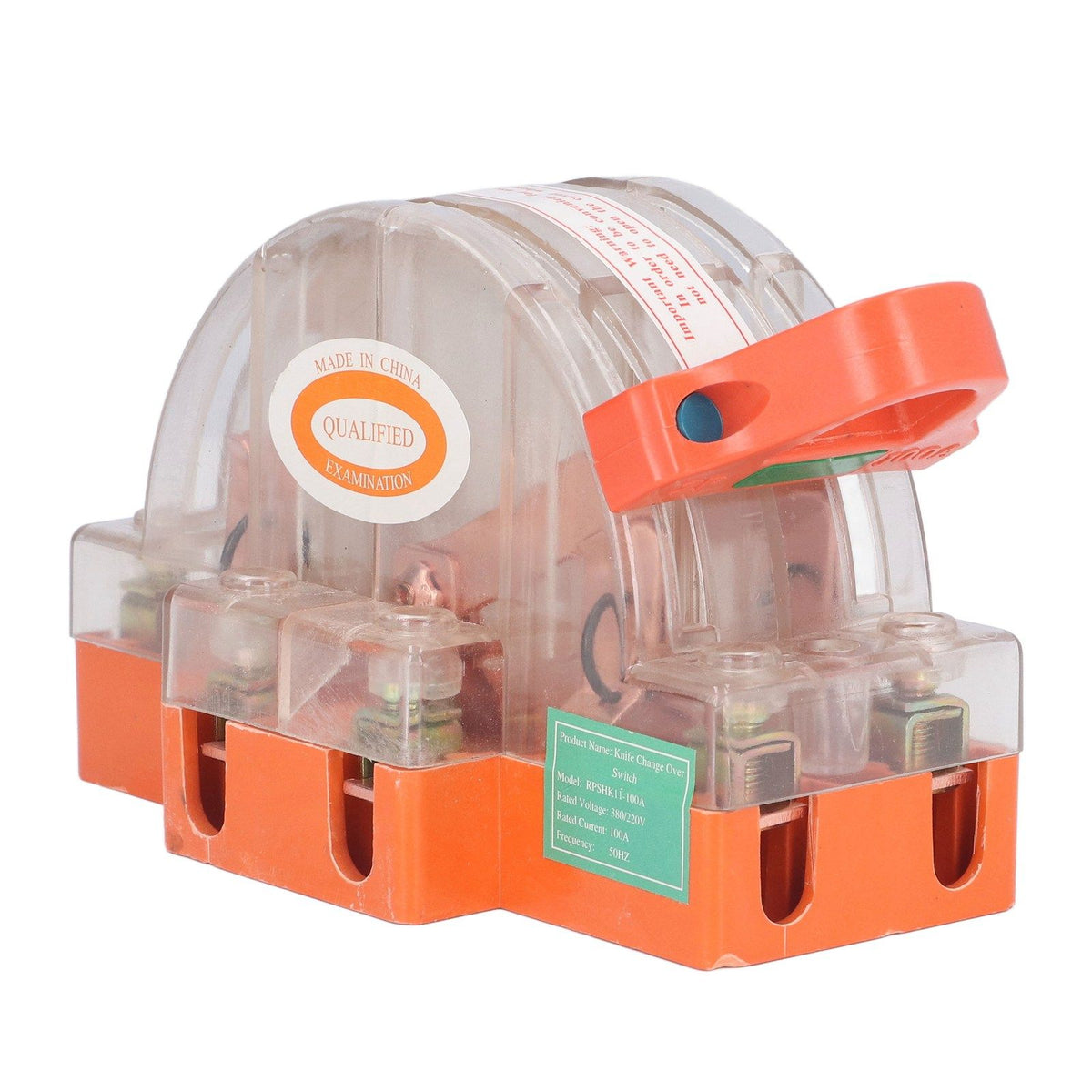 Double Pole Knife Switch Transparent Shell 2P 100A Safety Knife Switch with LED Indicator for Generator Power Switches