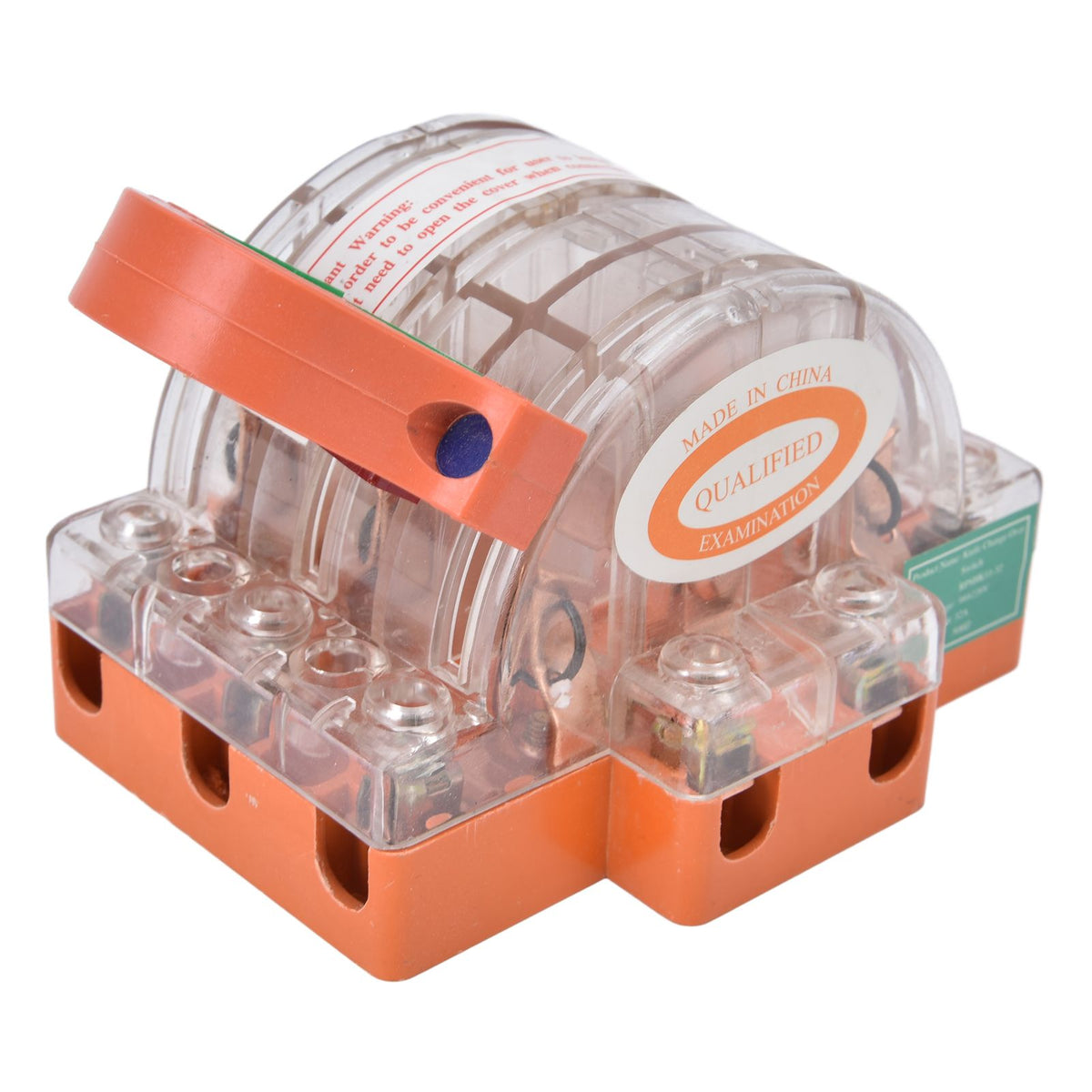 AC 380V 32A 3 Pole Knife Switch with LED Indicator Copper Transparent Shell Double Throw Disconnect Knife Switch