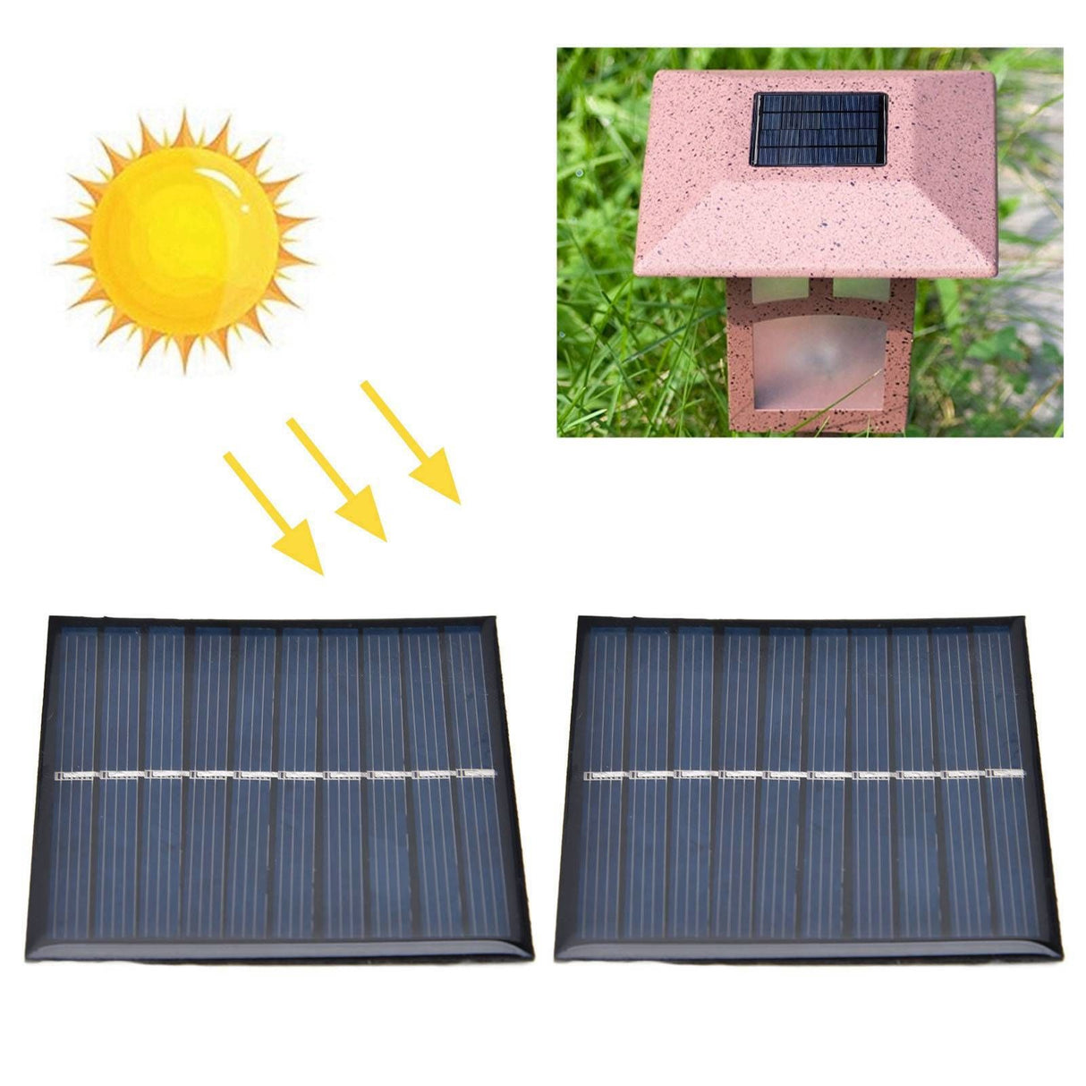 2Pcs Mini Solar Panel Portable Encapsulated Cell Epoxy Flexible DIY Use 0.7W 5V 0‑140mA