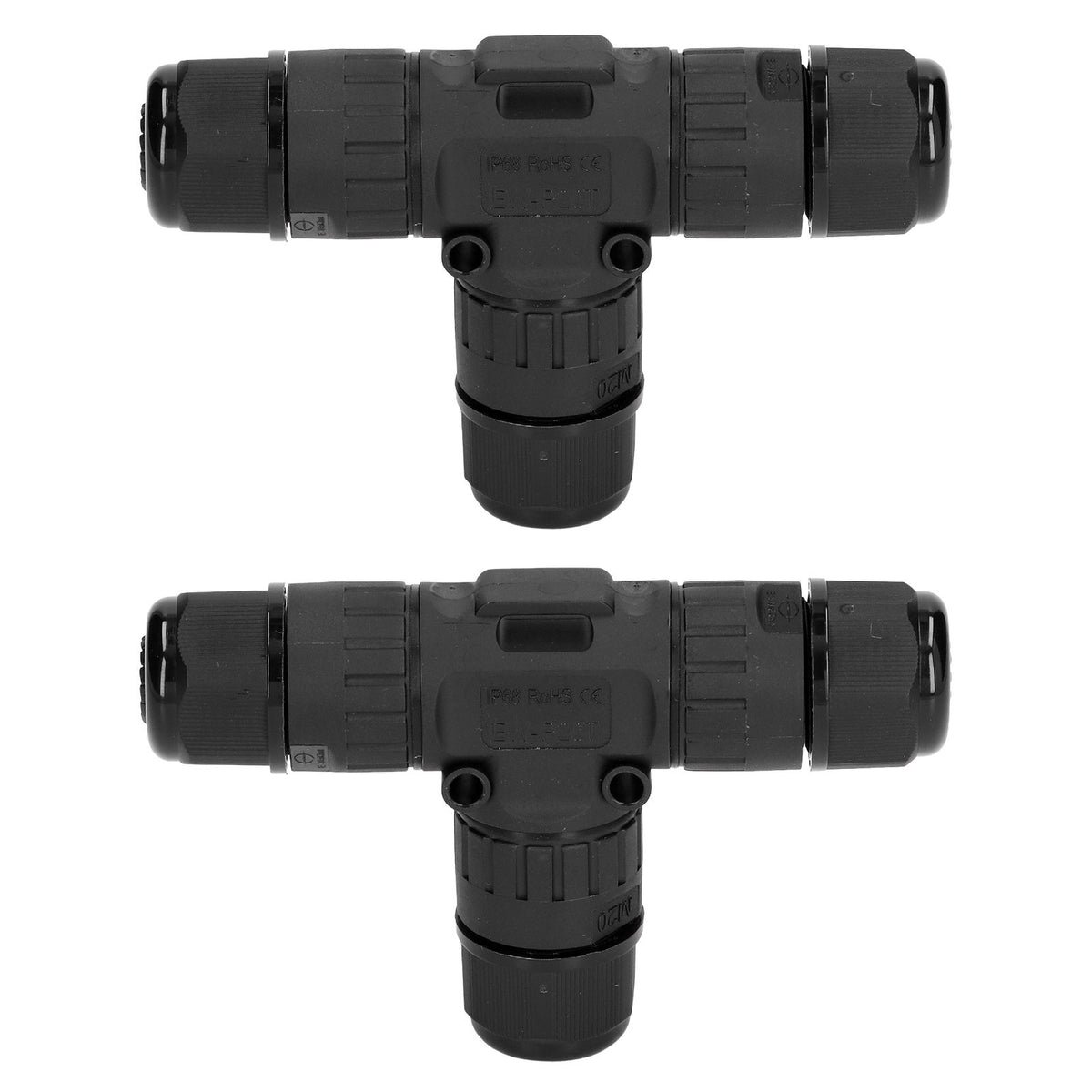 2PCS T Type Tee Junction Box Connector IP68 Waterproof 450V 16A 9‑12mm 3 Way Cable Connector