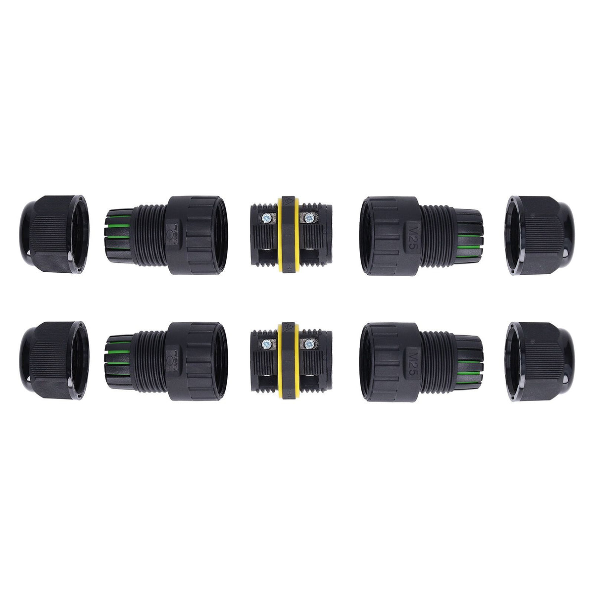 2PCS Junction Box Connector Garden M25 4 Core IP68 Waterproof 10‑14mm Electrical Power Cable Junction Box