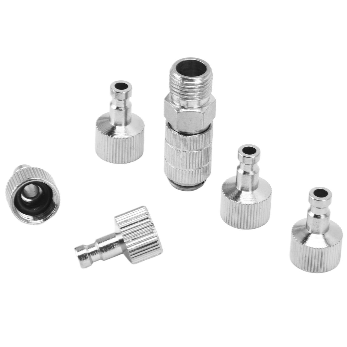 6PCS Airbrush Adapter Set Stainless Steel Airbrush Quick Release Fittings Airbrush Connector Kit