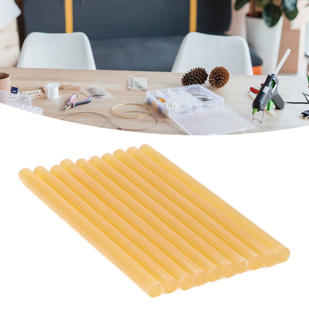 10Pcs Hot Melt Glue Stick 11x200mm Strong Adhesion High Strength Glue Adhesive Sticks for Glue Guns Above 60WYellow