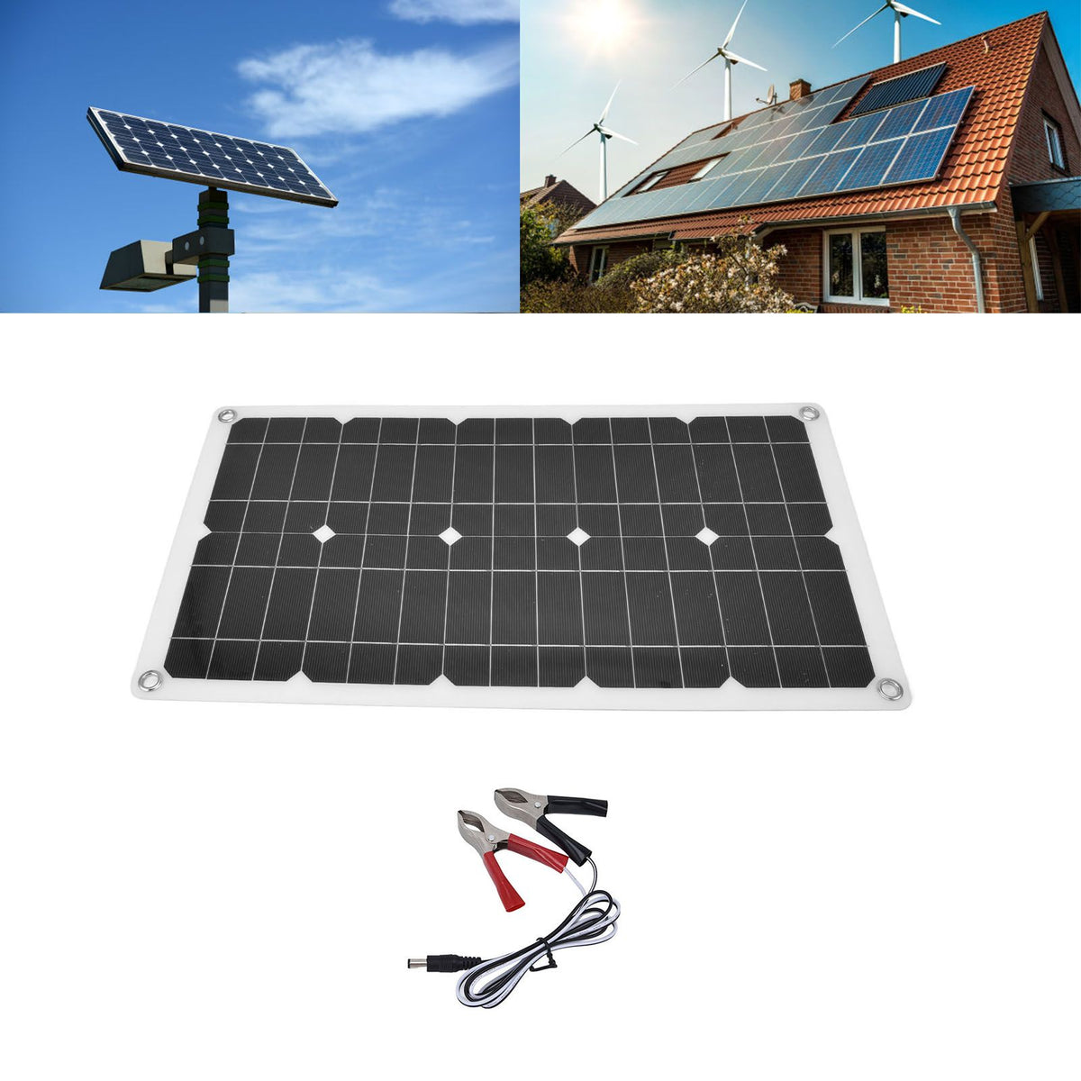 18V 100W Solar Panel Waterproof Solar Charging Panel Outdoor Battery Charger for Household Car Boat