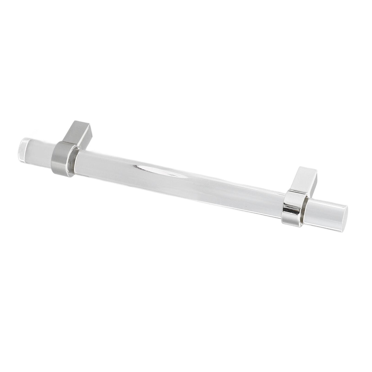 Crystal Acrylic Handle Modern Transparent Drawer Pull Handle for Closets Bookcases Shoe Cabinet Hole Spacing128 Silver