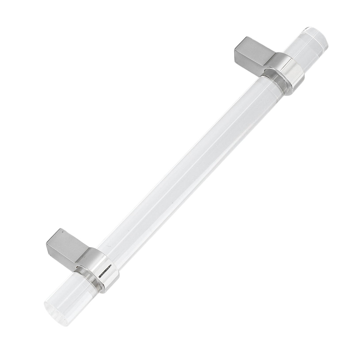 Crystal Acrylic Handle Modern Transparent Drawer Pull Handle for Closets Bookcases Shoe Cabinet Hole Spacing128 Silver