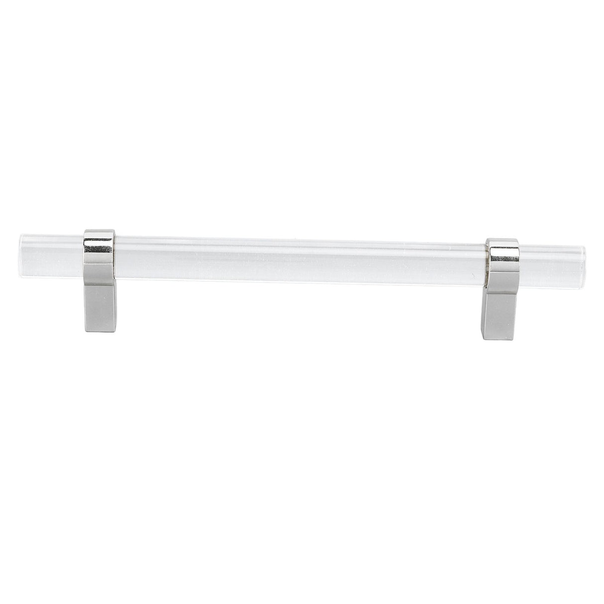 Crystal Acrylic Handle Modern Transparent Drawer Pull Handle for Closets Bookcases Shoe Cabinet Hole Spacing128 Silver