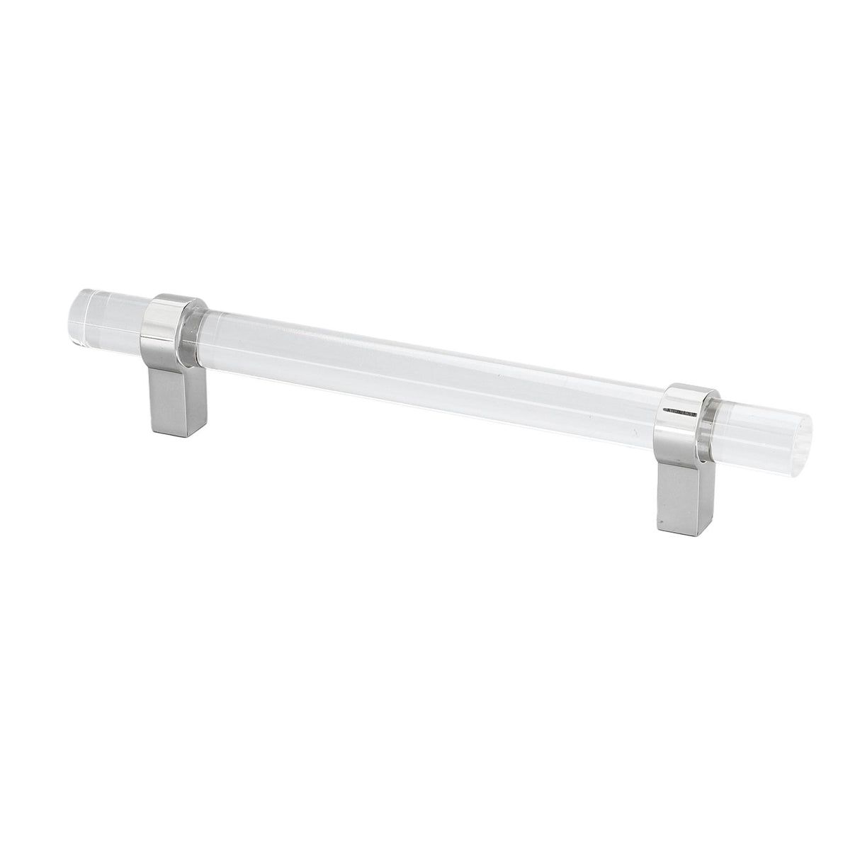 Crystal Acrylic Handle Modern Transparent Drawer Pull Handle for Closets Bookcases Shoe Cabinet Hole Spacing128 Silver