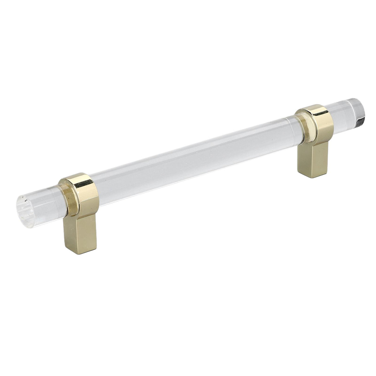 Crystal Acrylic Handle Modern Transparent Drawer Pull Handle for Closets Bookcases Shoe Cabinet Hole Spacing128 Gold