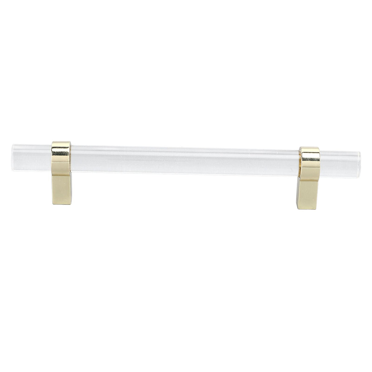 Crystal Acrylic Handle Modern Transparent Drawer Pull Handle for Closets Bookcases Shoe Cabinet Hole Spacing128 Gold