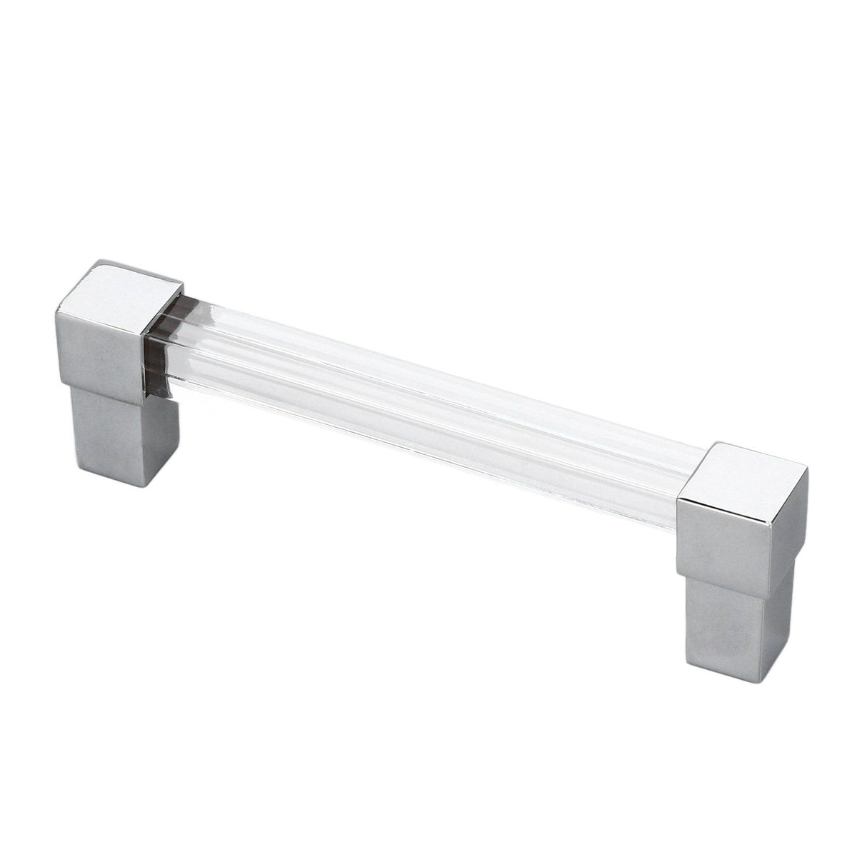 Acrylic Drawer Pulls Single Hole Crystal Cabinet Drawer Pulls for Kitchen Cabinets Dresser Cupboard Hole Spacing 128 Silver