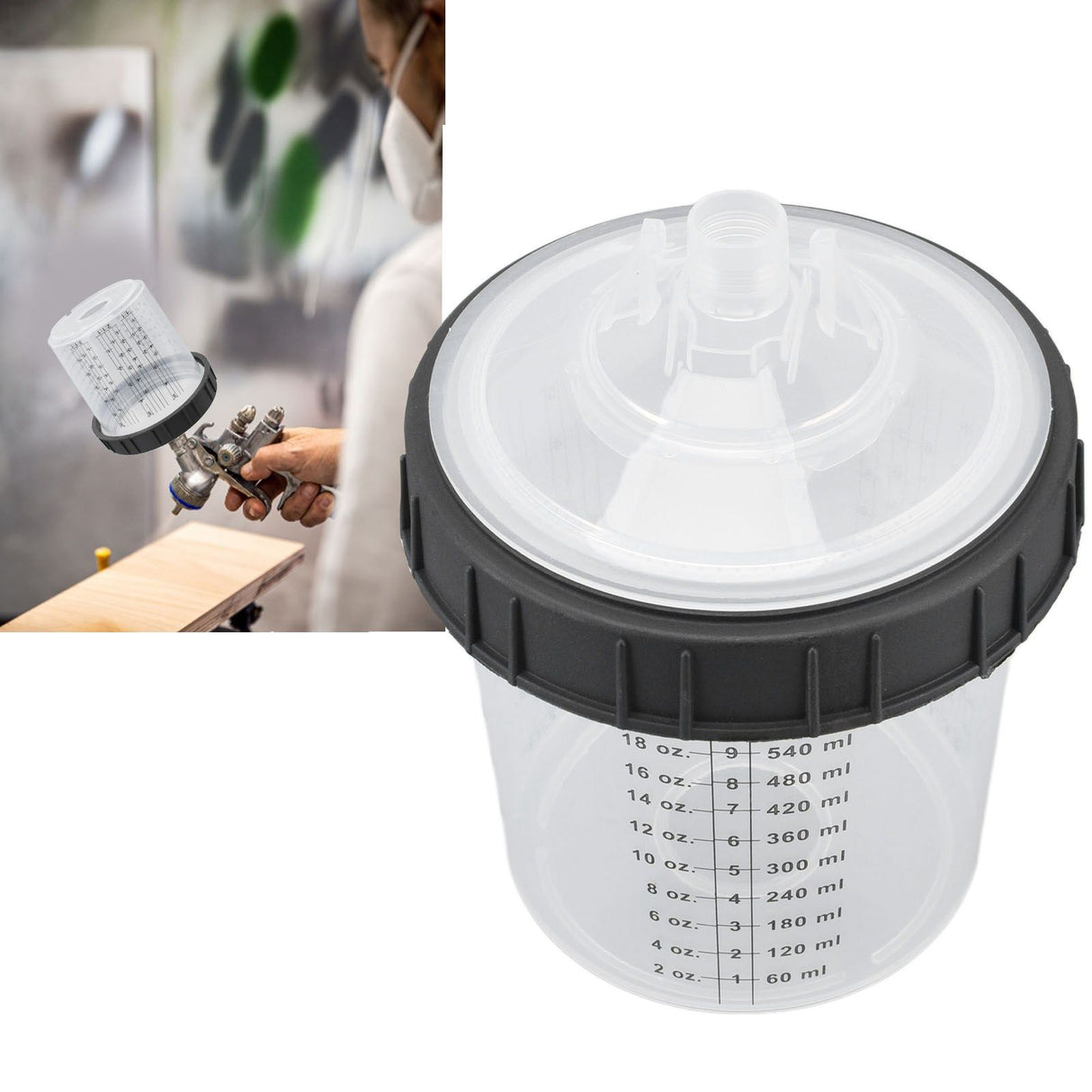 Disposable Paint Spray Cup Plastic Spray Paint Mixing Cup with Lids Painting Supplie 600ml
