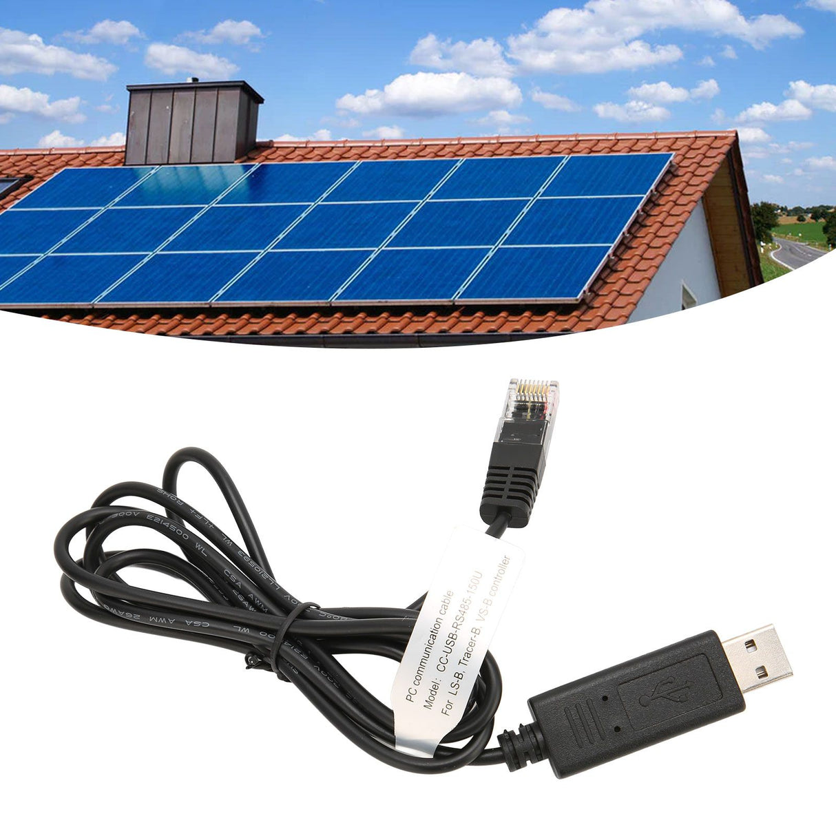 USB to RS 485 PC Communication Cable 1.5meter Long Brass Portable PC Communication Cable Replacement for Solar Connection