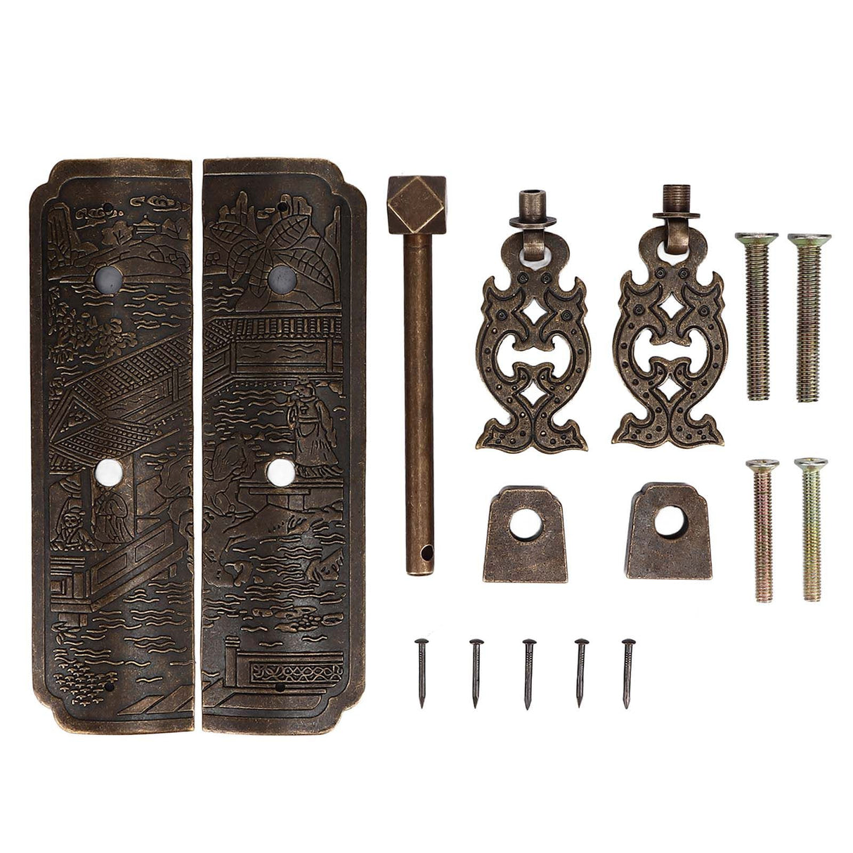 Antique Drawer Pendant Pulls Beautifully Engraved High Hardness Brass Book Cabinet Pull Handle for Dressers Wardrobes