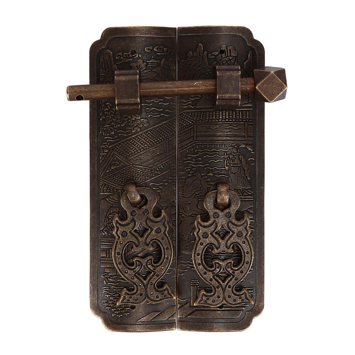 Antique Drawer Pendant Pulls Beautifully Engraved High Hardness Brass Book Cabinet Pull Handle for Dressers Wardrobes