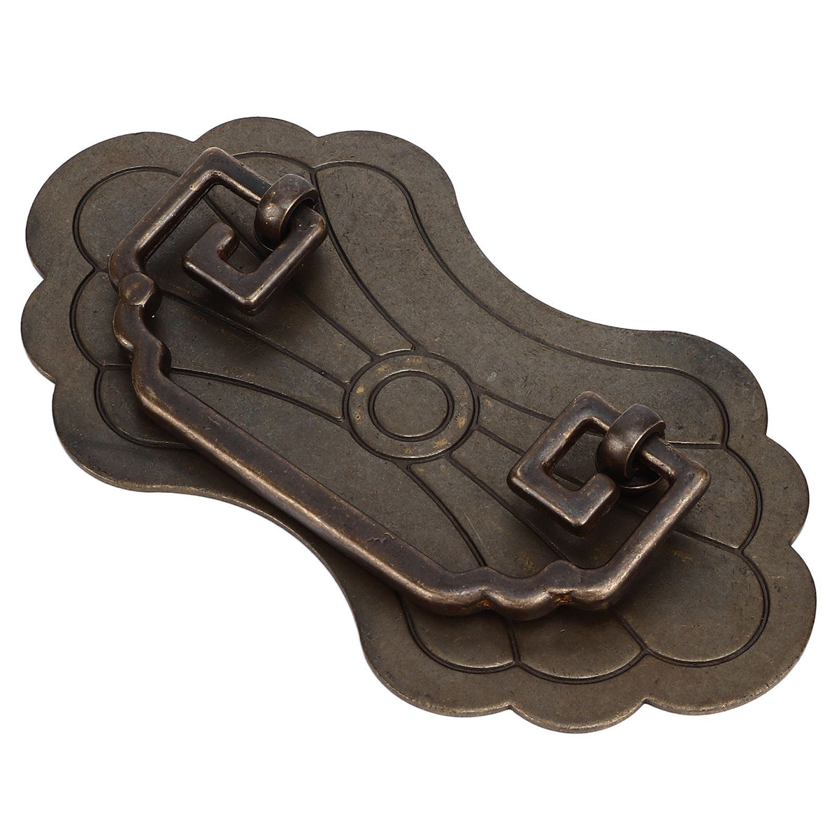Antique Drawer Handle 12.8x7cm Wealth Blossoms Retro Chinese Style Brass Vintage Drawer Pulls with 2 Screws for Bookcase Bronze