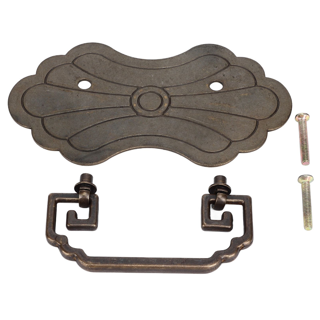 Antique Drawer Handle 12.8x7cm Wealth Blossoms Retro Chinese Style Brass Vintage Drawer Pulls with 2 Screws for Bookcase Bronze