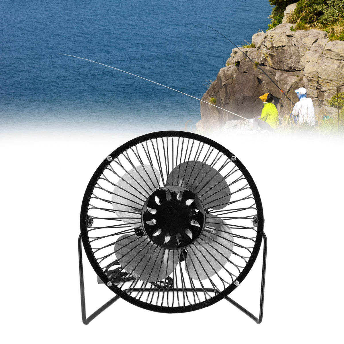 Mini Solar Fan 6V 3.5W USB Solar Powered Black Polysilicon Material Portable Solar Panel Fan for Picnic Fishing