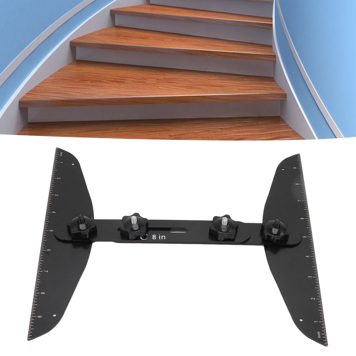 Stair Treads Gauge Stainless Steel 8in 12in 16in Corrosion Resistant High Accuracy Easy Operation Stair Measuring Tool Black Set