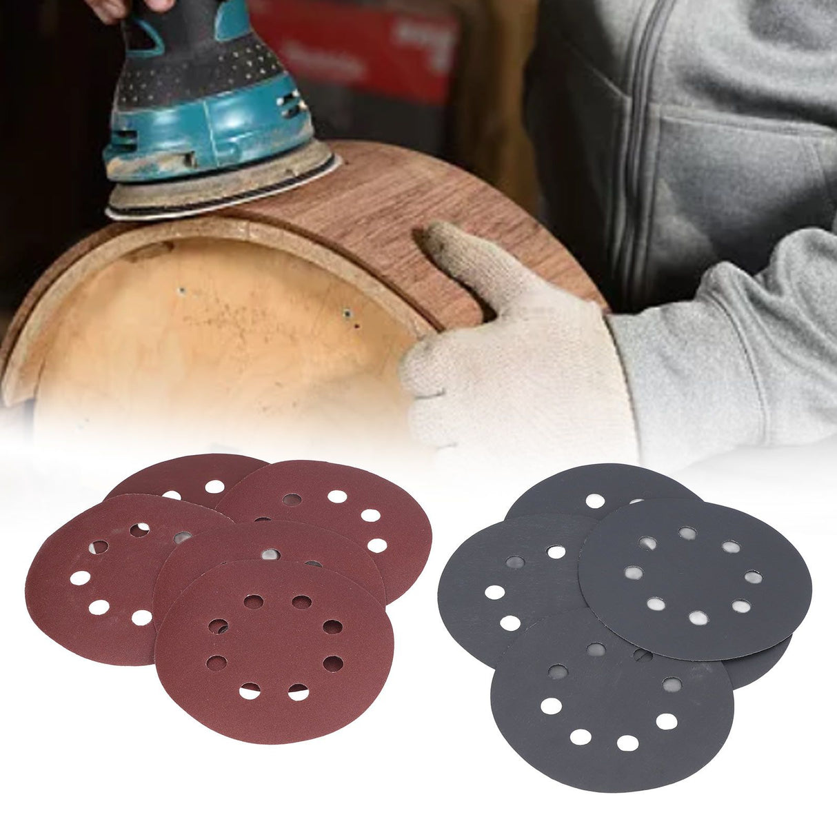 100PCS 5in Round Sanding Disc Include 80 180 240 320 400 800 1000 1500 2000 3000 Grit Round Sandpaper for Leather Wall