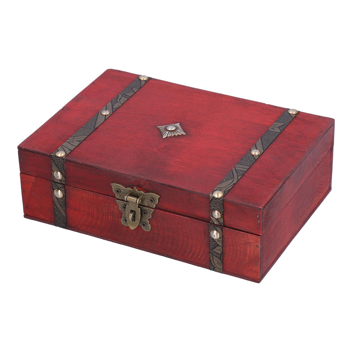 Jewelry Box Antique Wooden Photography Shooting Props Desktop Storage Box with Lock