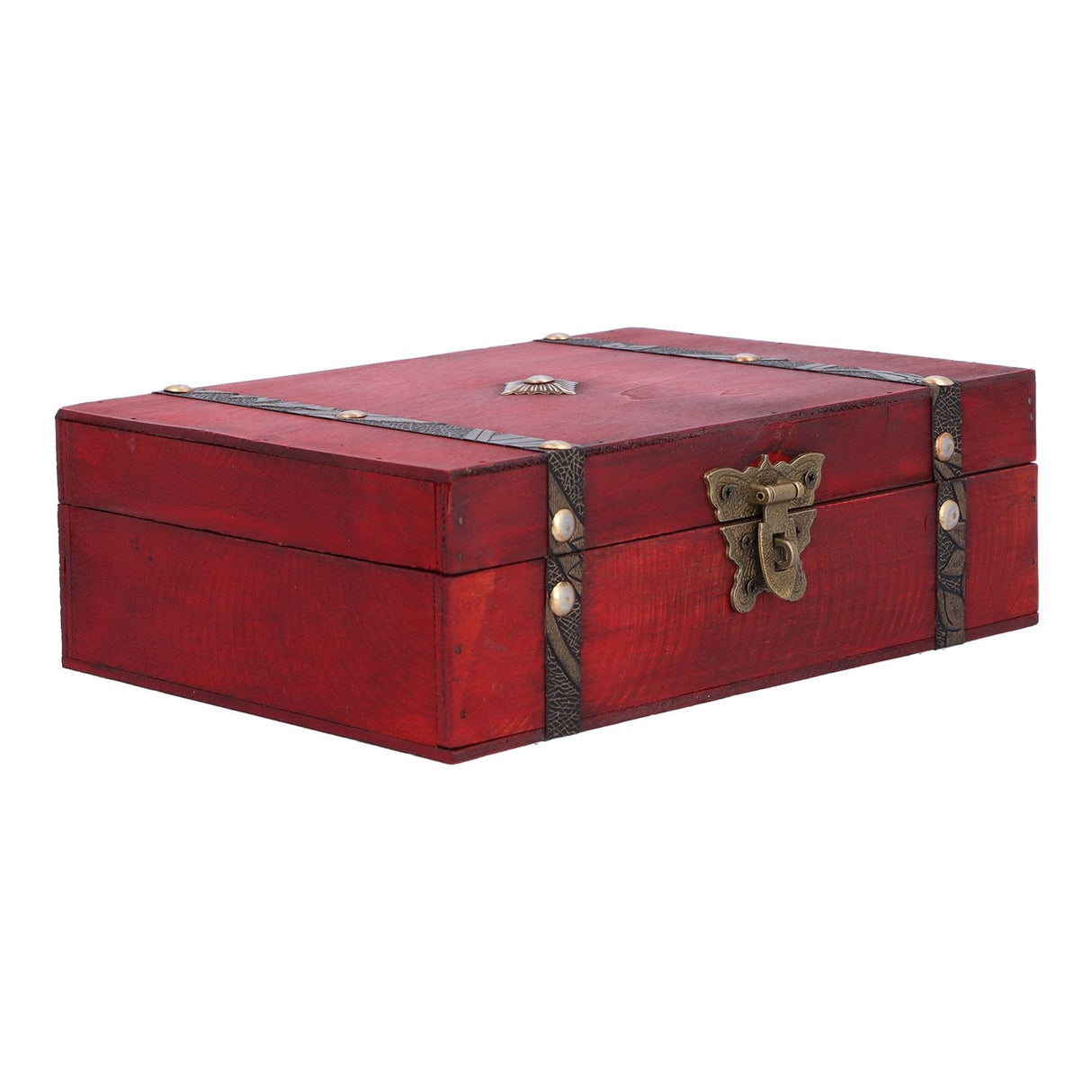 Jewelry Box Antique Wooden Photography Shooting Props Desktop Storage Box with Lock