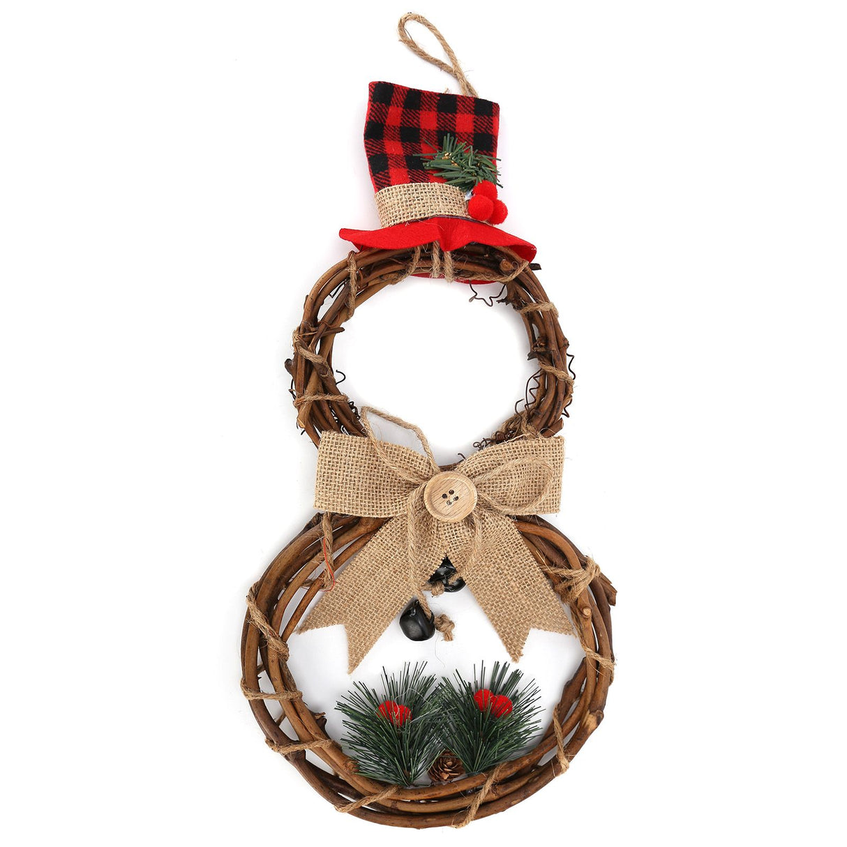 LED Christmas Snowman Wreath Christmas Door Decoration with Light for Home Decorations