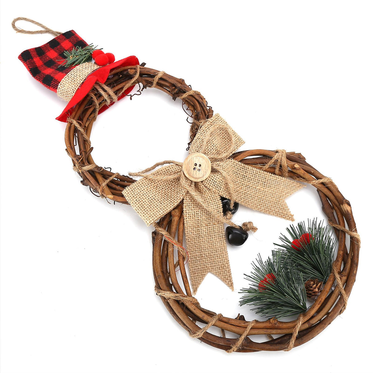 LED Christmas Snowman Wreath Christmas Door Decoration with Light for Home Decorations