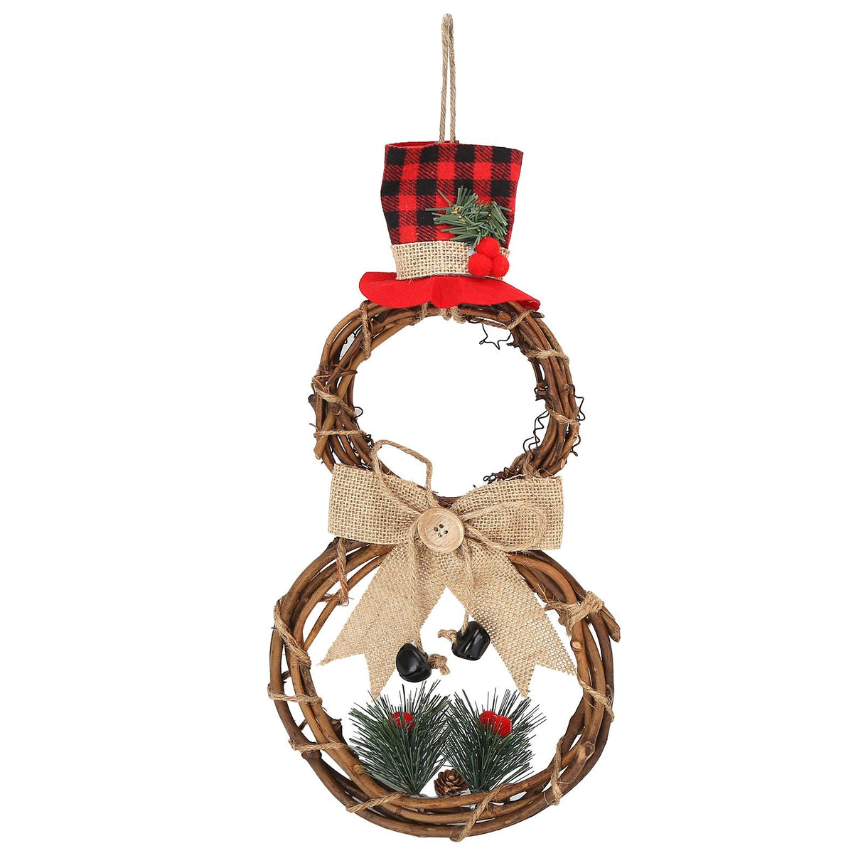 LED Christmas Snowman Wreath Christmas Door Decoration with Light for Home Decorations
